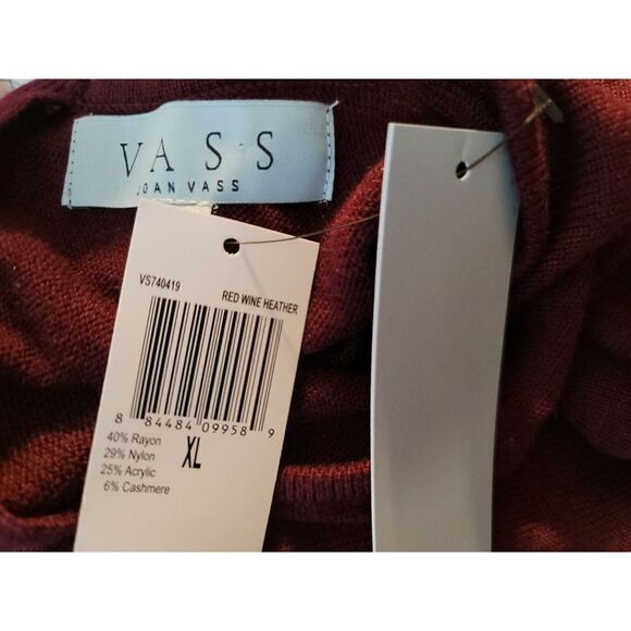 Vass Joan Vass New Red Wine Heather Sweater Size XL Cashmere NWT t74 - Picture 6 of 7